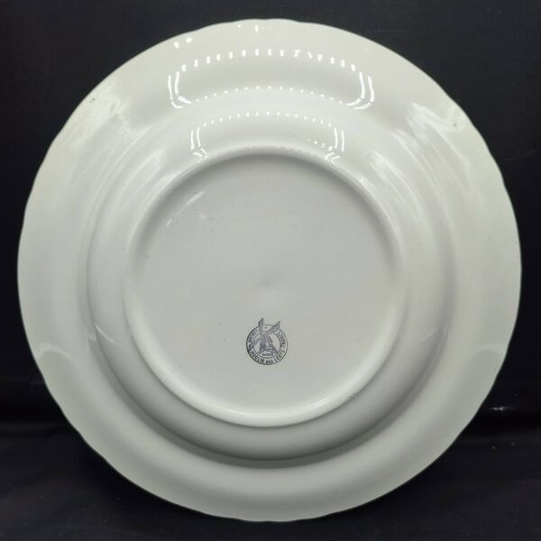 Lot de 8 assiettes + 1 plat ovale vintage Moulin des Loups Champêtre rouge