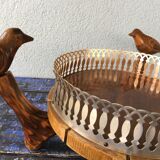 Center table cut, empty pocket, metal wood, vintage 1950