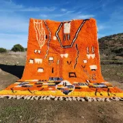 Orange Beni Ouarain Moroccan rug 300x200 cm – graphic patterns