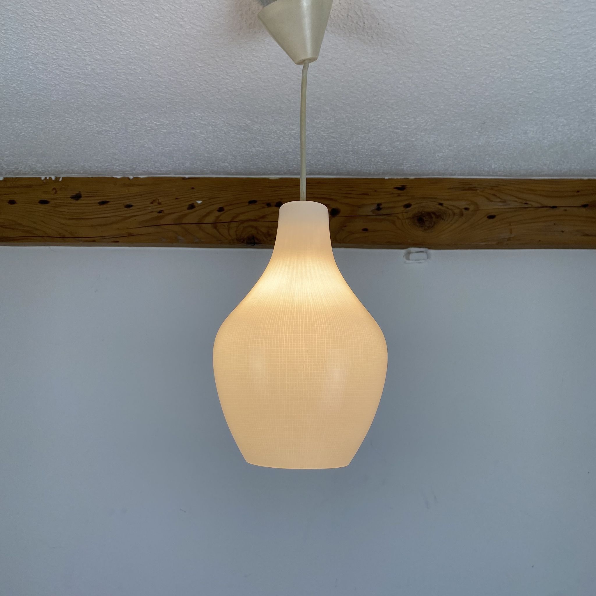 Scandinavian opaline pendant lamp drop 60s
