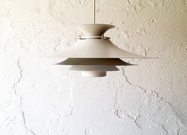 Danish beige metal pendant light, 1960