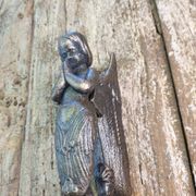 Petit heurtoir sirène ou angelot en fonte couleur bronze - xxè