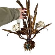 Vintage wheat 'golden' wall light with flowers: french style