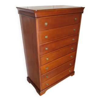 Chest of drawers / tallboy – Louis Philippe style – 7 drawers – cherry wood – 1980