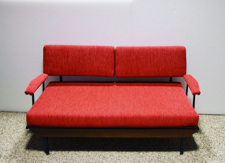 Mid-century Italian sofa bed in corduroy fabric