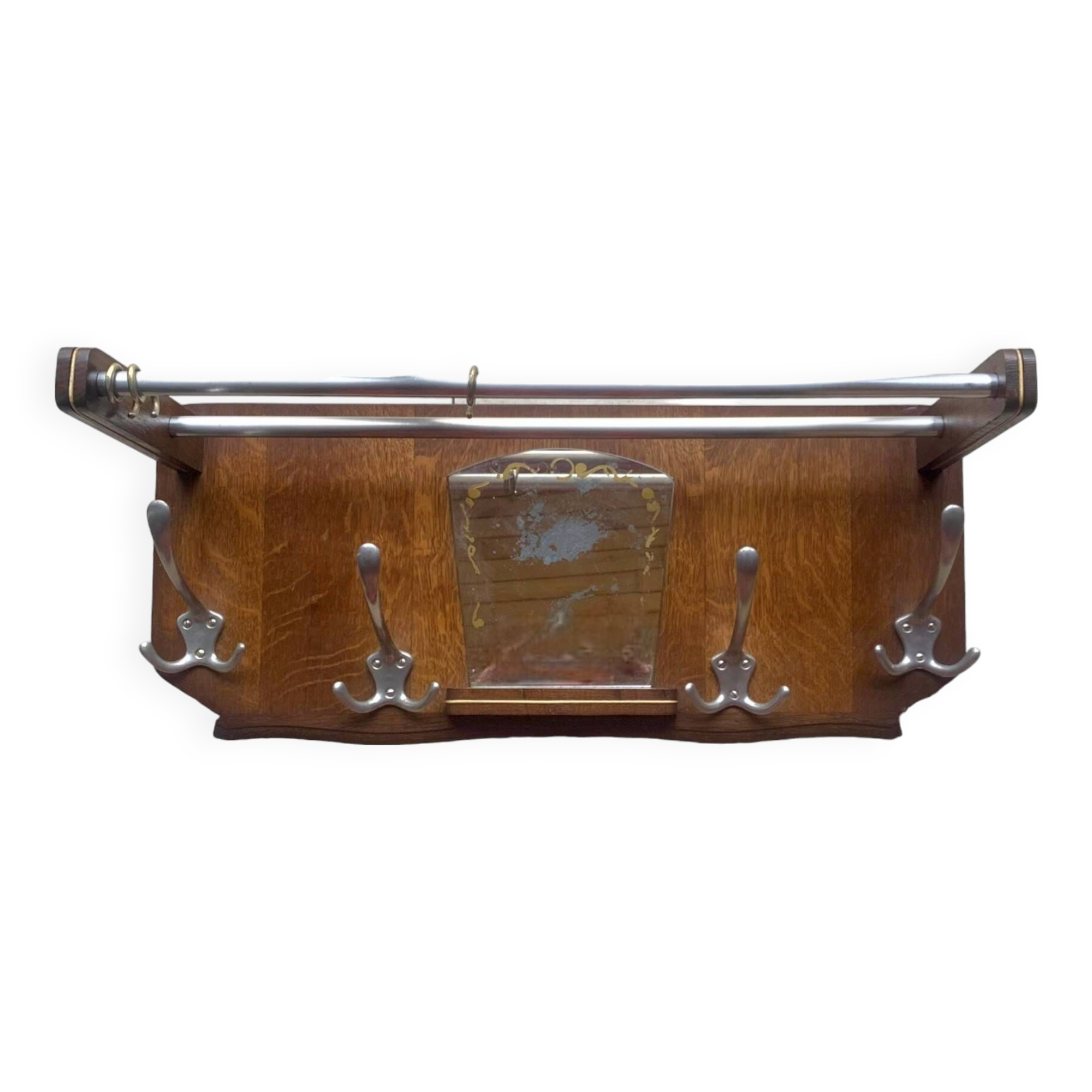 Art Deco wooden wall coat rack