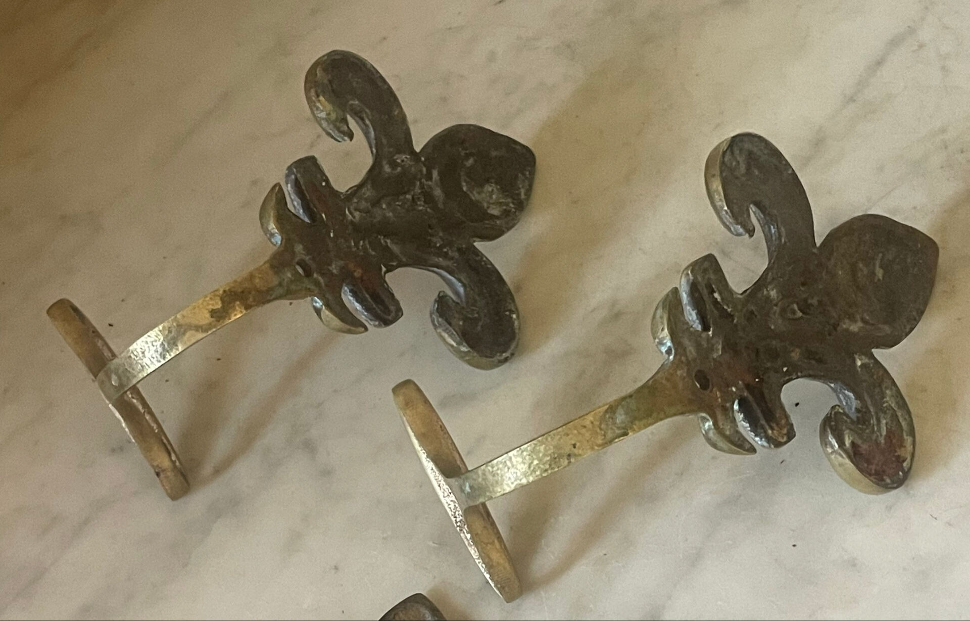 Pair of antique gilt bronze lily flower wall brackets.