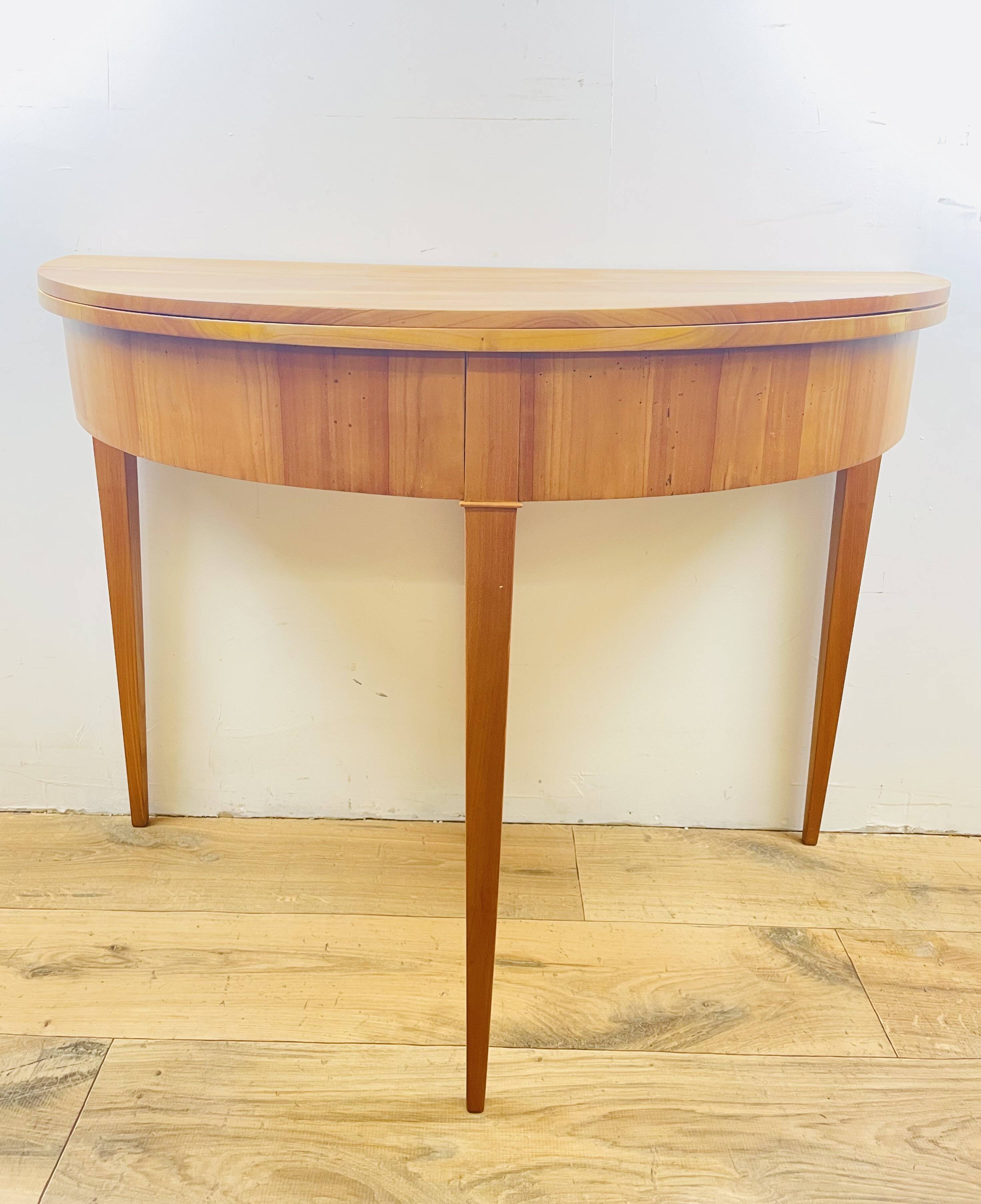 Biedermeier half-moon folding table in blond wood