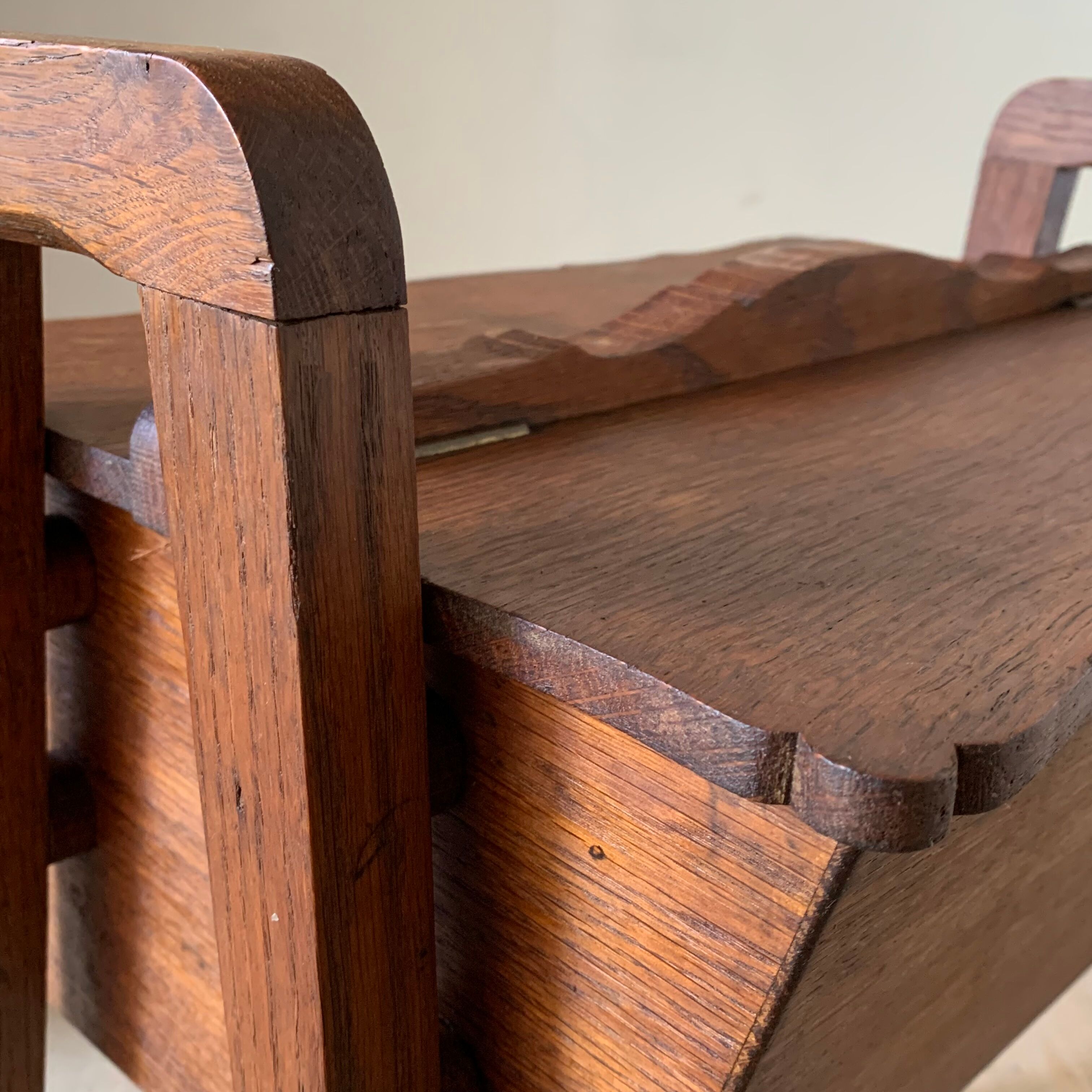 Sewing box vintage solid oak worker