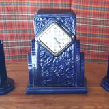 Clock and 2 vases art deco sarreguemines digoin