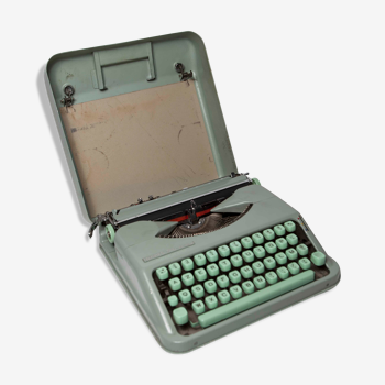 Machine à écrire Hermès Baby verte 1960 révisée et ruban neuf