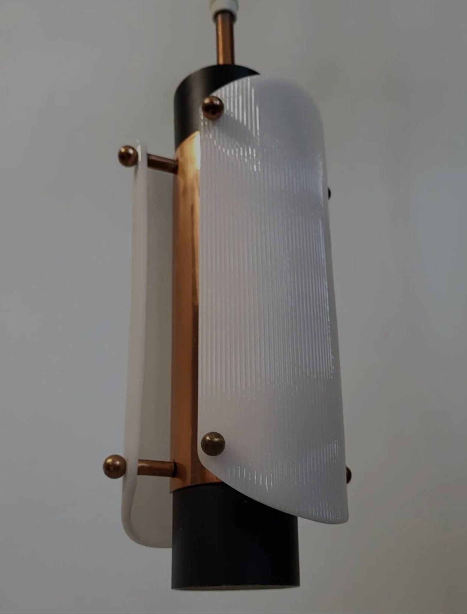 Vintage Scandinavian suspension in plexiglass and copper, probably Danish.