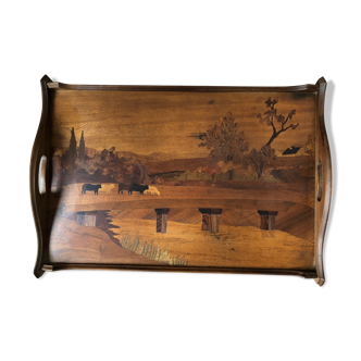 Large wooden serving tray