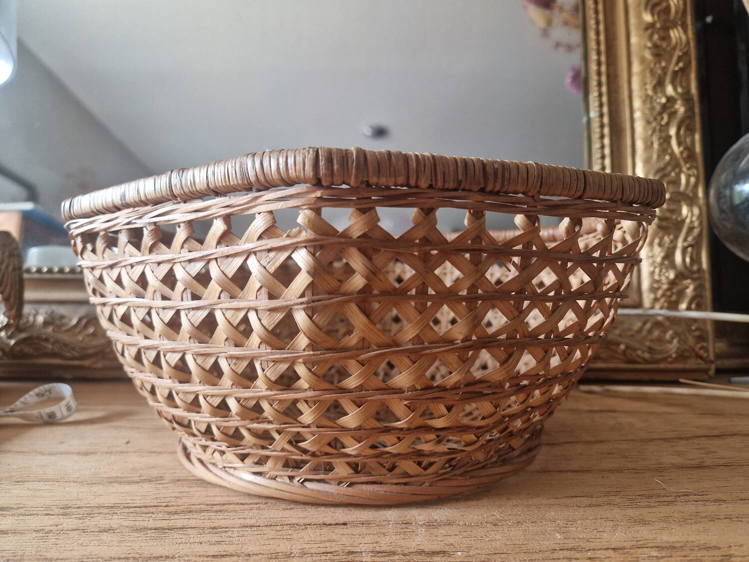 Antique vintage basket with cane style