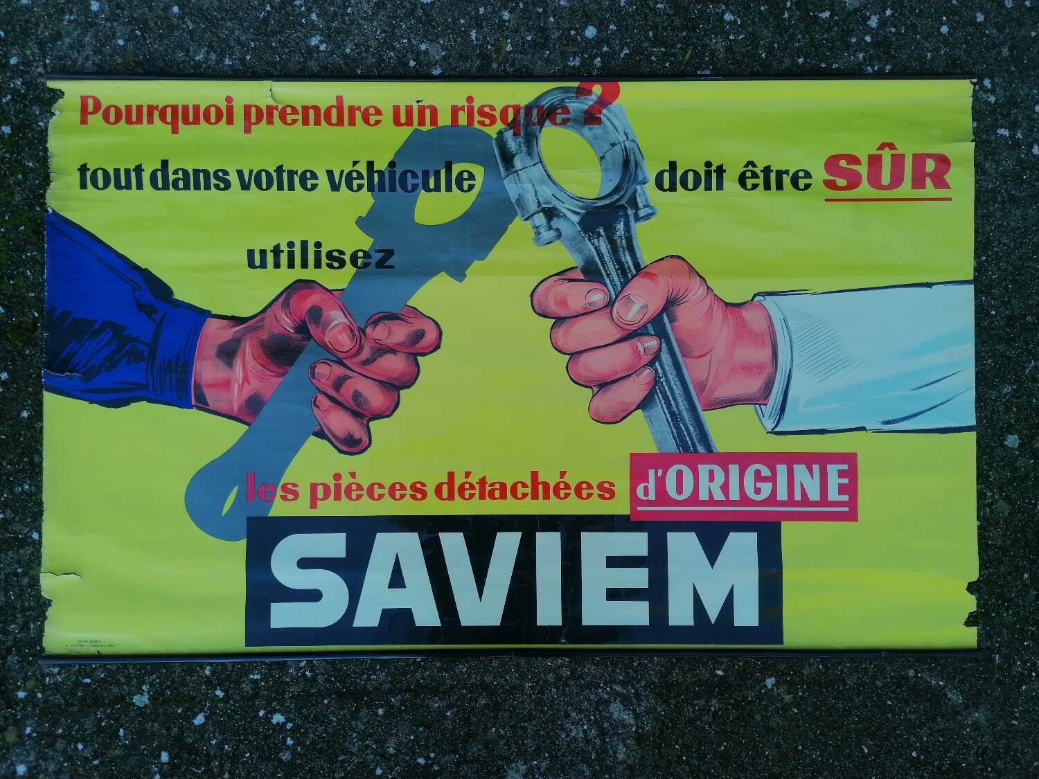 Ancienne affiche publicitaire Saviem Mécanique Garage Renault