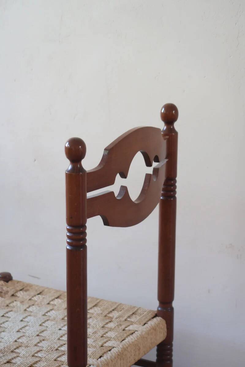 2 chaises rustiques vintage en bois tourné, années 70