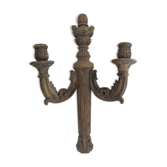Wooden wall candelabra with two branches