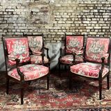 Suite de quatre fauteuils à la reine en acajou de style louis xvi xix eme siècle