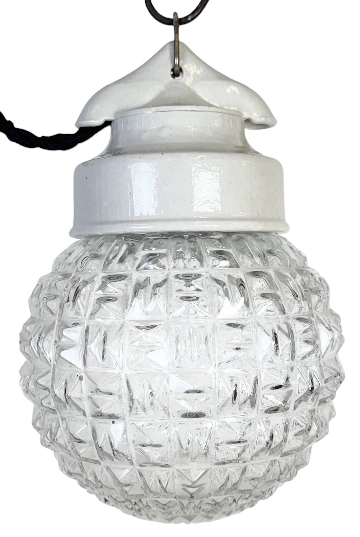 Vintage White Porcelain Pendant Light, 1970s