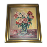 Gouty 'bouquet of roses' oil on canvas table