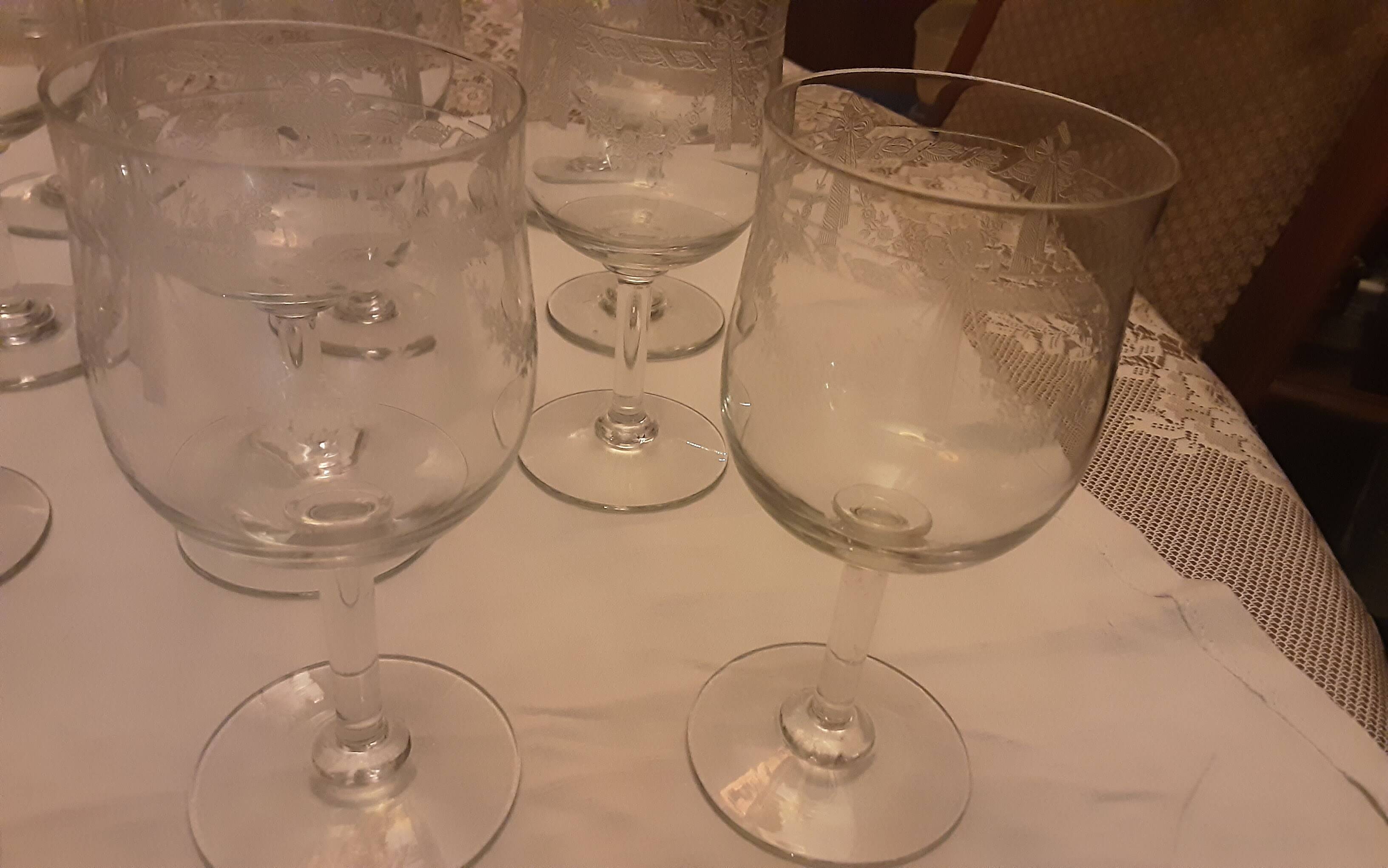 12 antique water glasses cut glass