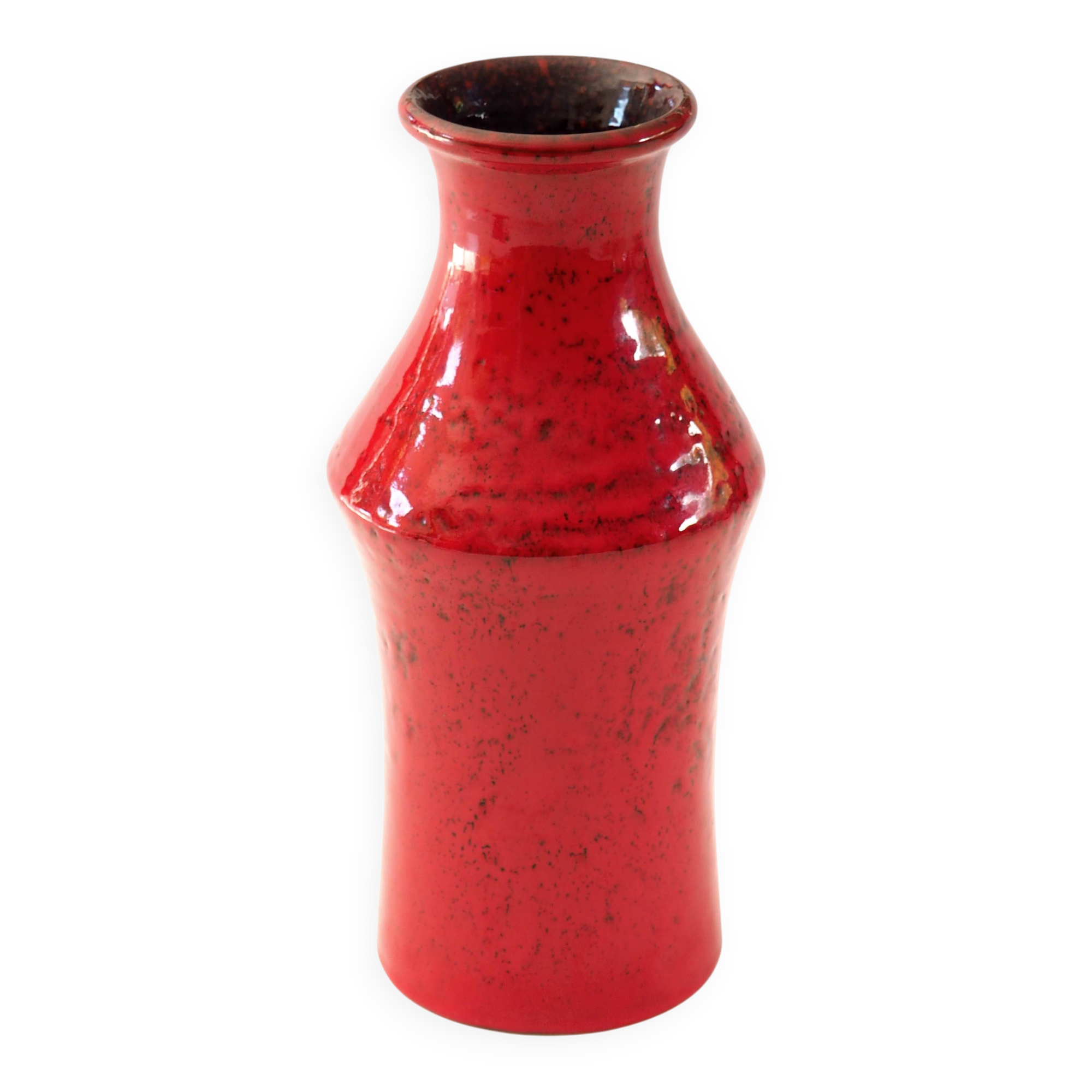 Large red fat lava vase