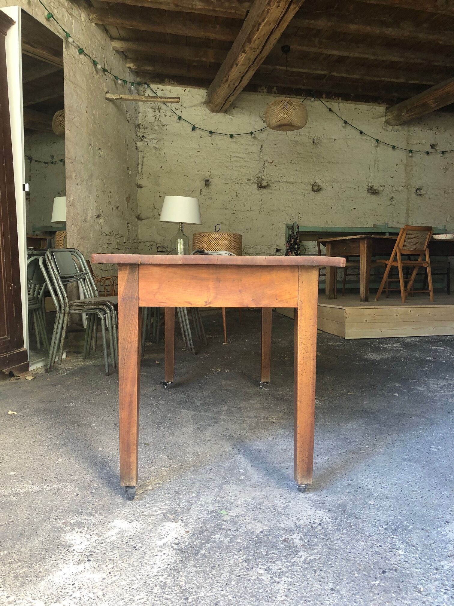 Solid wood farmhouse table