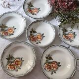 6 hollow plates in vintage earthenware by Digoin Sarreguemines - models Odile and Adèle