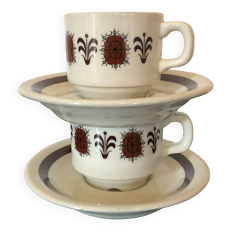 Lot de 2 tasses bistrot vintage