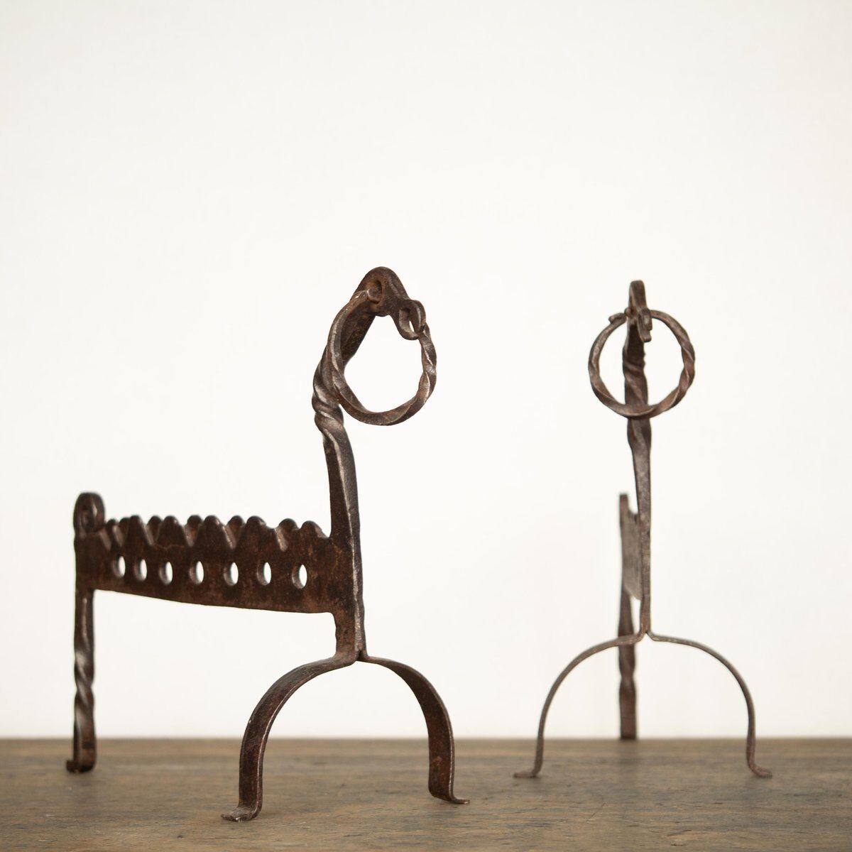 Hand-forged zoomorphic candle holders, Italy, 1950s, set of 2