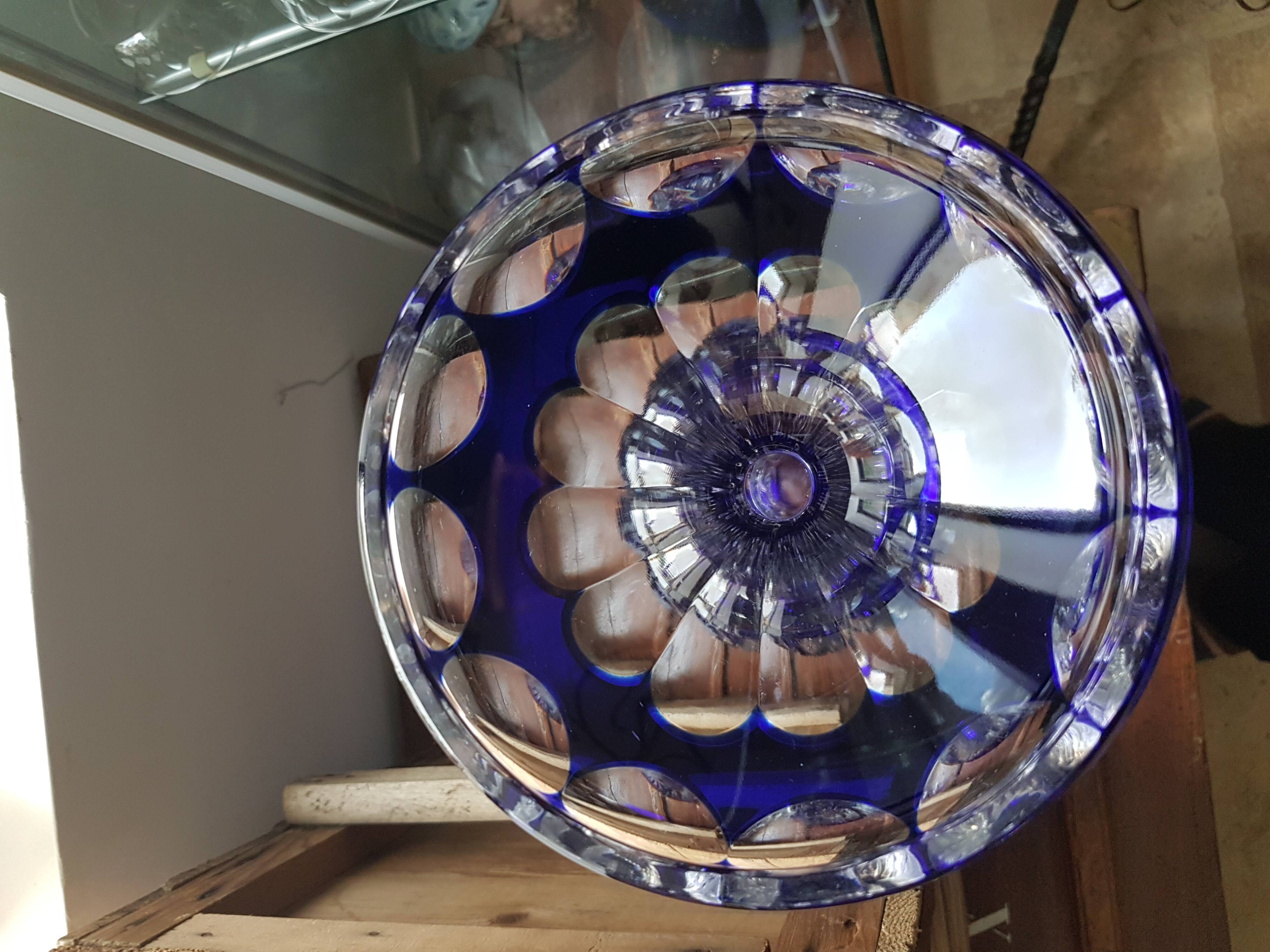 Vase bleu cristallery of lorraine - large model