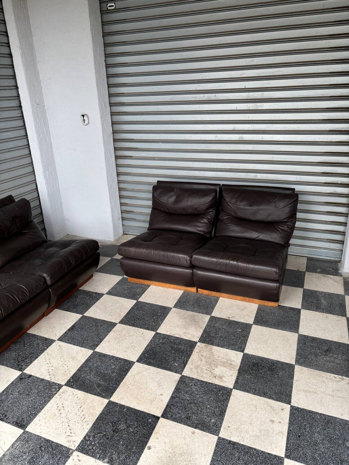 Pair of Roche Bobois leather armchairs
