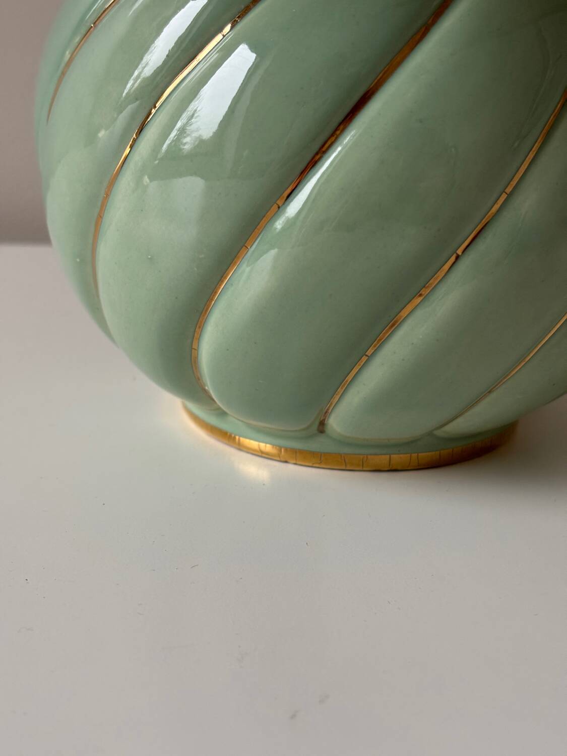 Vintage green ceramic lamp