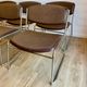6 chrome sled armchairs Soudexvinyl brown vintage Skaï 70s