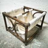 Rattan and fabric magazine holders