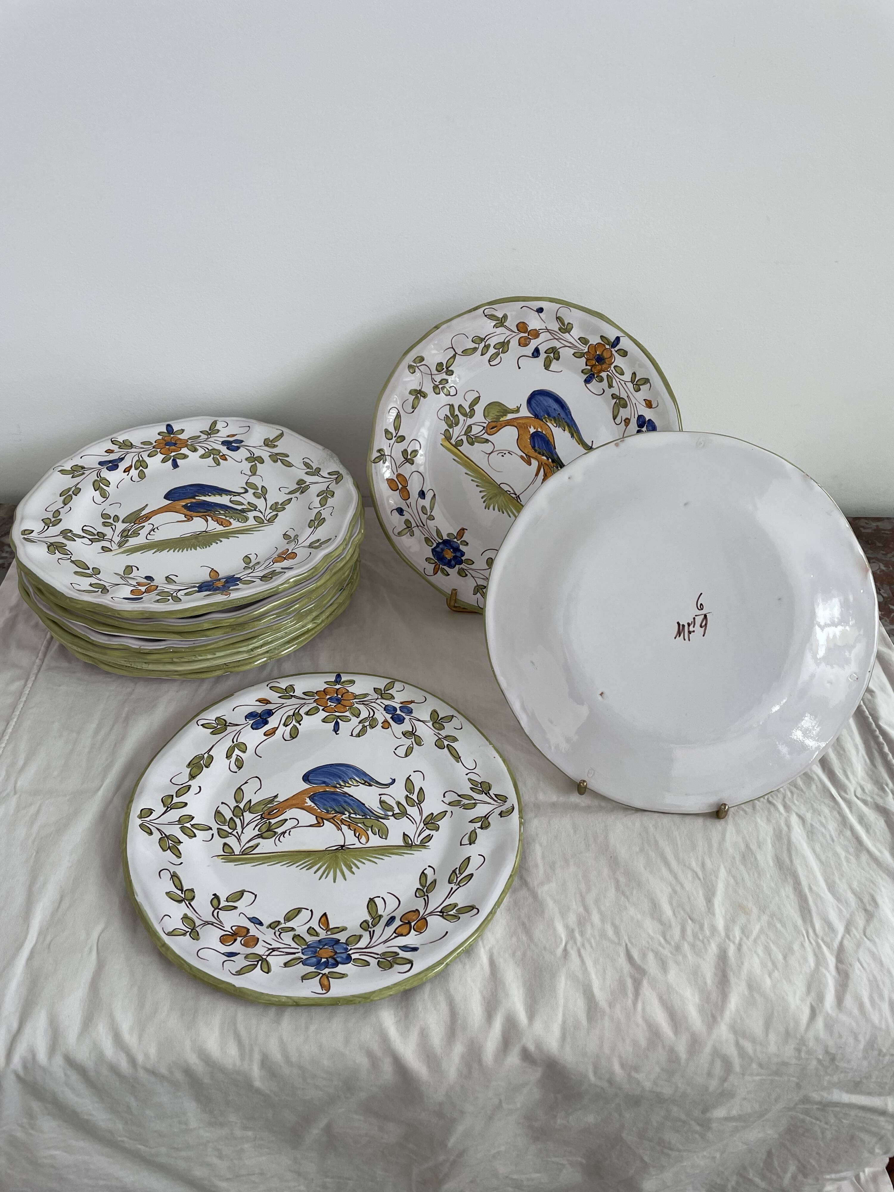 Dessert service, earthenware, Martres-Tolosane, signed Matet France