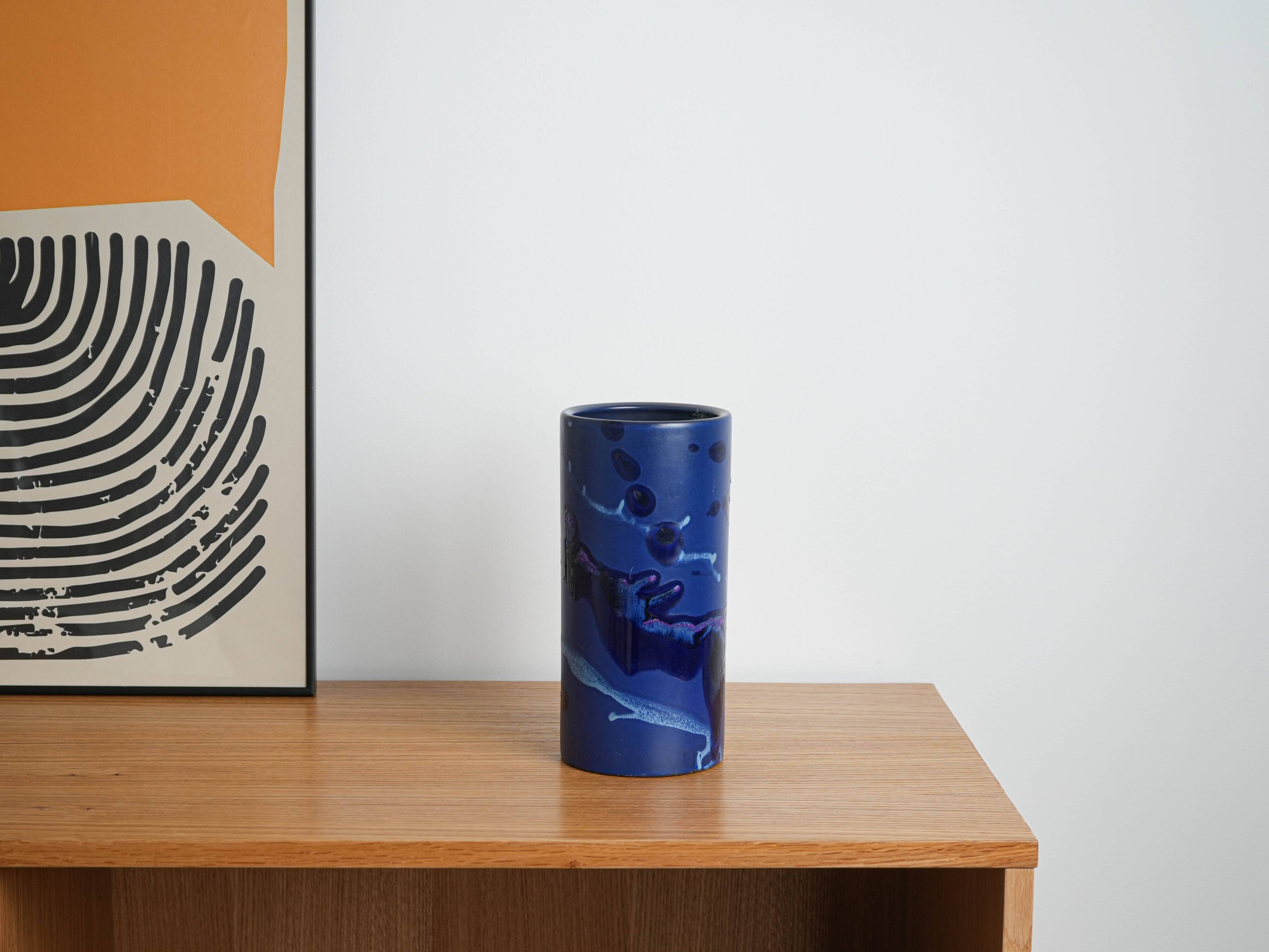 Cylindrical vase, Danish design, 1970s, manufactured by Knabstrup