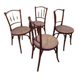 Chaises de salle à manger bistro Thonet originales, lot de 4