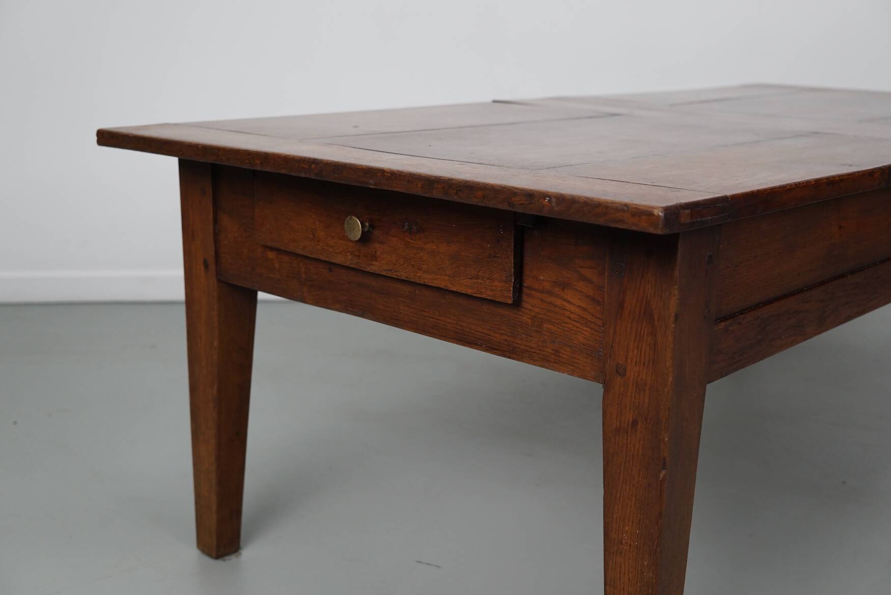 French Early 20th Century Farmhouse Rustic Oak Coffee Table