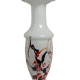 Corolla vase in white opaline with orange-brown patterns.