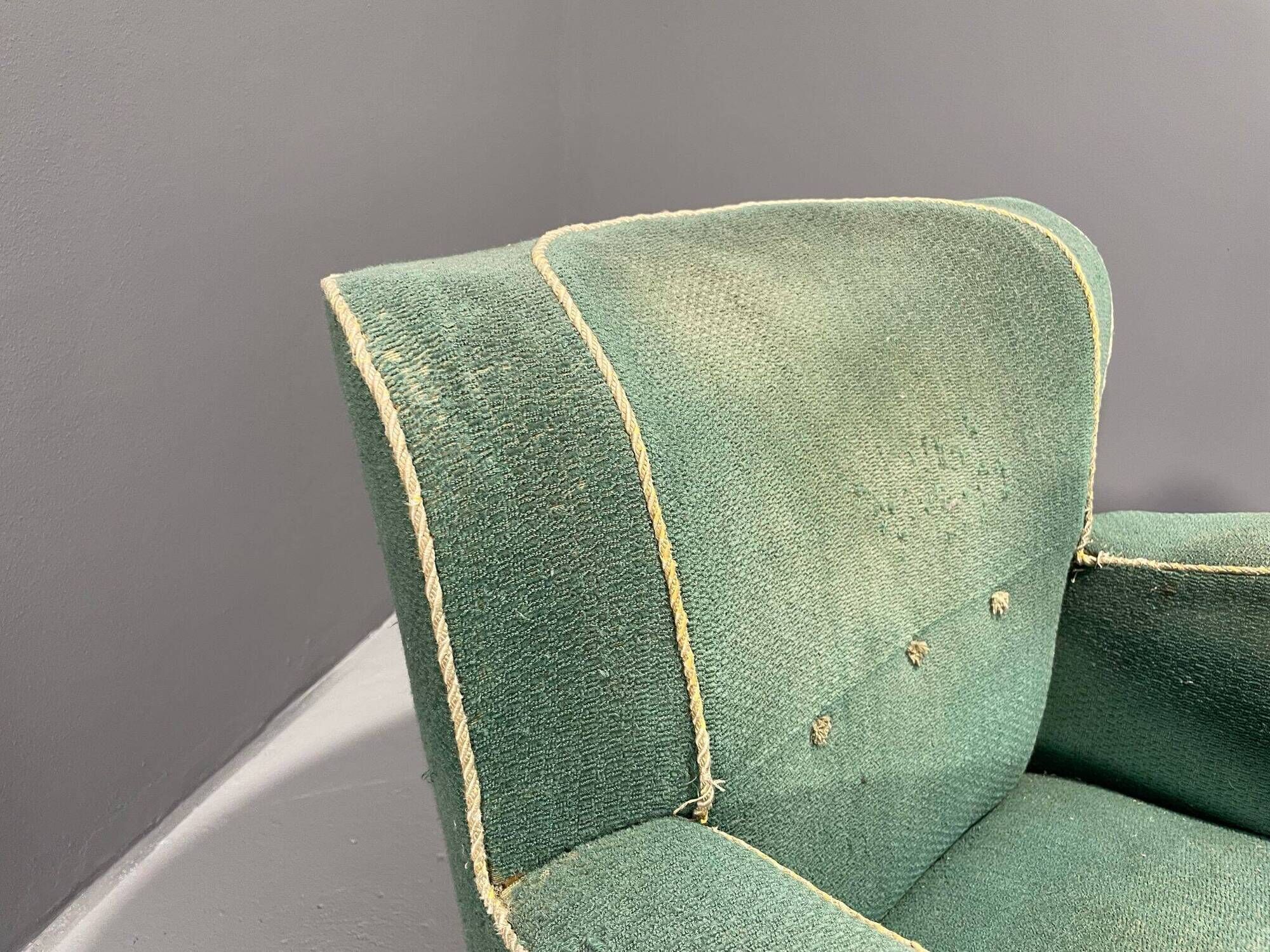 Fauteuil Art déco danois en mohair vert, années 1930-1940