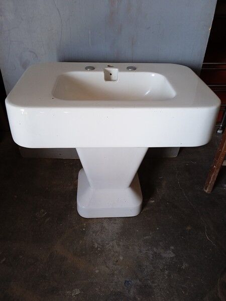 Washbasin design epoch 1970s enamelled ceramic