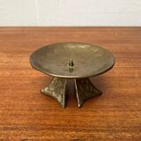 Brutalist bronze candlestick from the mid-century, 1960s.