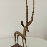 Pair of antique bookends in solid oak and brass from the 1960s