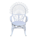 Emmanuelle Peacock white rattan armchair 1970