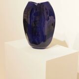 Important blue glazed ceramic vase signed by Max Idlasflag