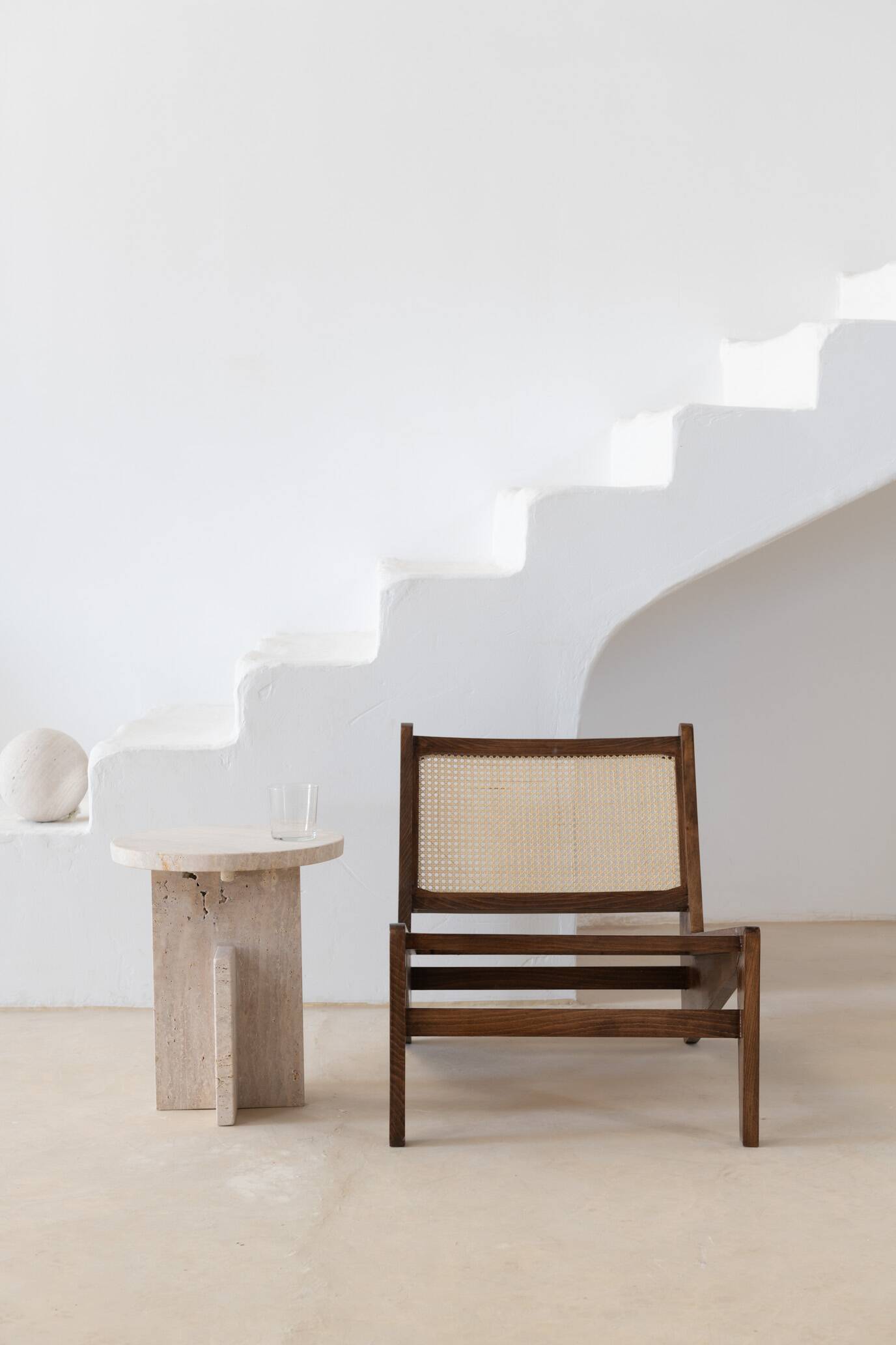 La Greca Side Table - Natural Travertine