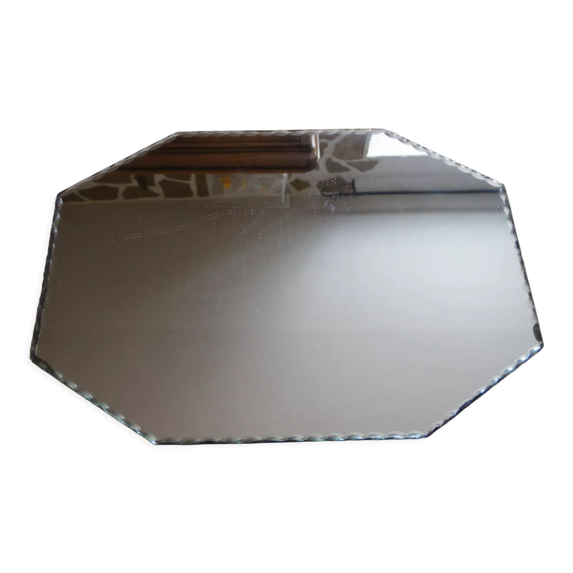 Beveled octagonal table mirror