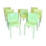 Philippe Starck, set of 8 French green chairs, design Slick XO