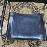 chair design vintage tubes chrome leather black